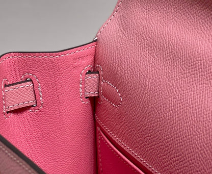 KELLY MINI 20 BAG IN ROUGE PINK CALFSKIN WITH GOLD HARDWARE (MADE-TO-ODER)