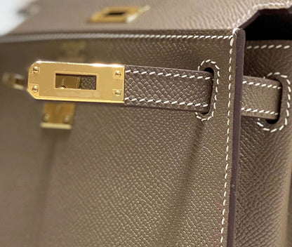 KELLY MINI 20 BAG IN MEDIUM BROWN CALFSKIN WITH GOLD HARDWARE (MADE-TO-ODER)