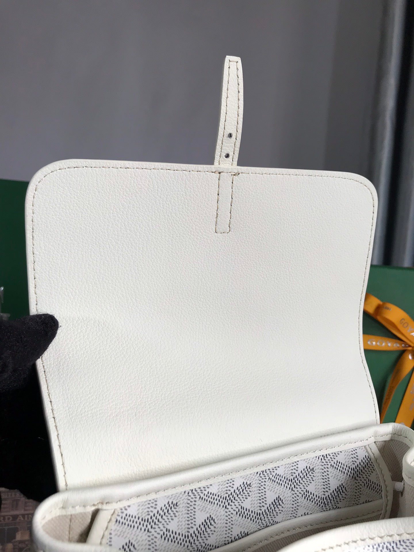 ALPIN MINI BACKPACK 21 IN WHITE LAMBSKIN AND GOYARDINE CANVAS