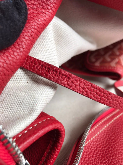 HARDY PM BAG 40 IN RED GOYARDINE CANVAS AND TAURILLON LEATHER TRIM