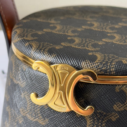 NINA MINAUDIERE 13 IN BLACK TRIOMPHE CANVAS GOLD HARDWARE