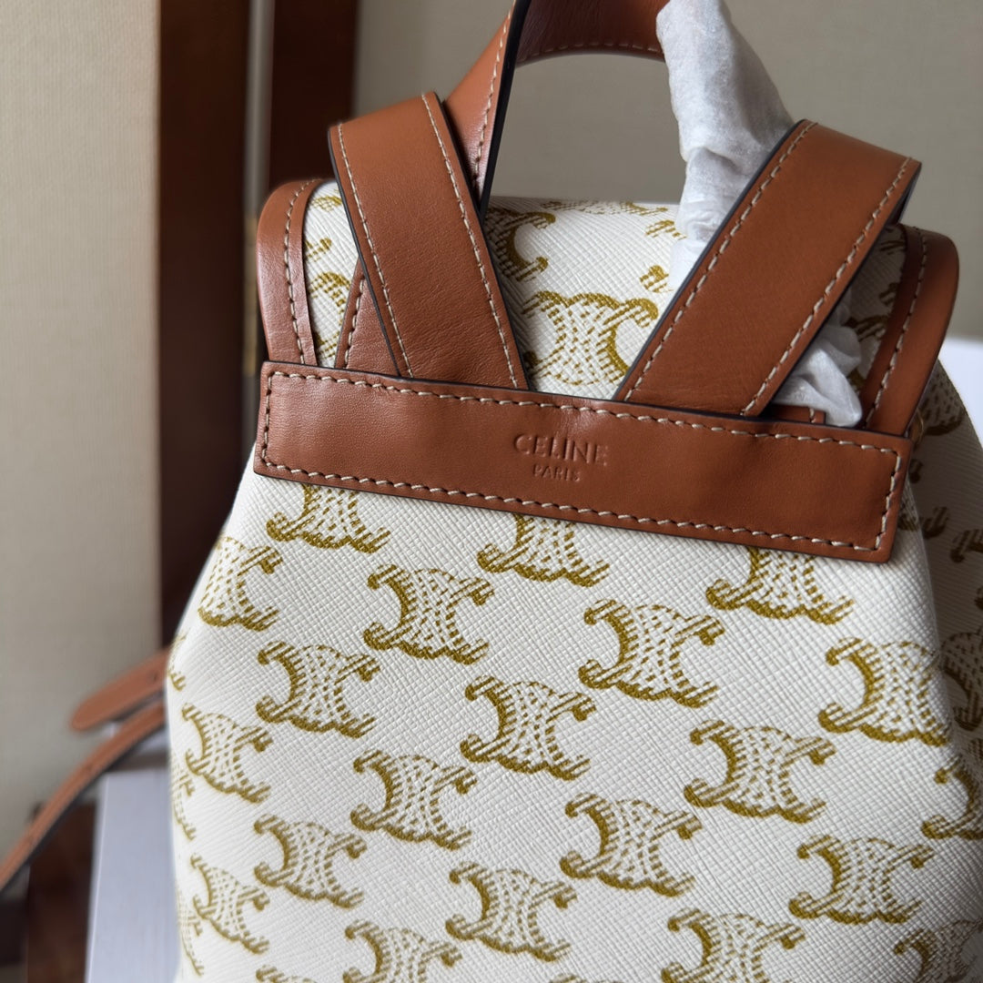SMALL FOLCO BACKPACK 20 IN WHITE TRIOMPHE CANVAS