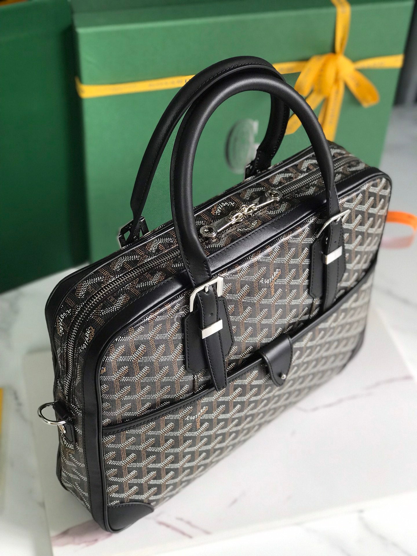 AMBASSADE DOCUMENT CASE 35 IN BLACK GOYARDINE CANVAS
