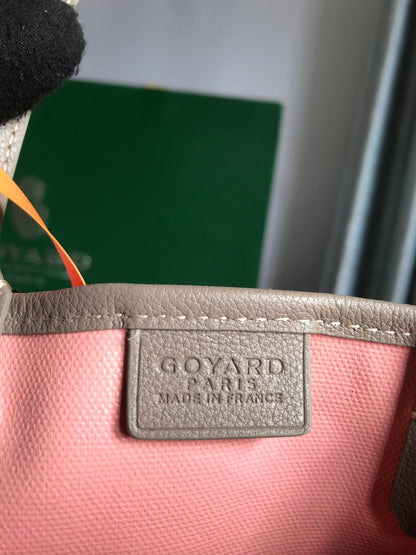 POITIERS CLAIRE-VOIE BAG 24 IN GREY MIX PINK GOYARDINE CANVAS AND CALFSKIN