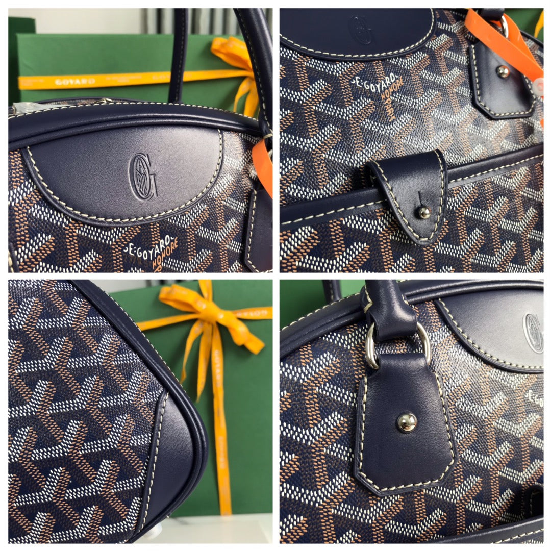 SAINT JEANNE BAG 35 IN OXFORD BLUE GOYARDINE CANVAS AND CALFSKIN