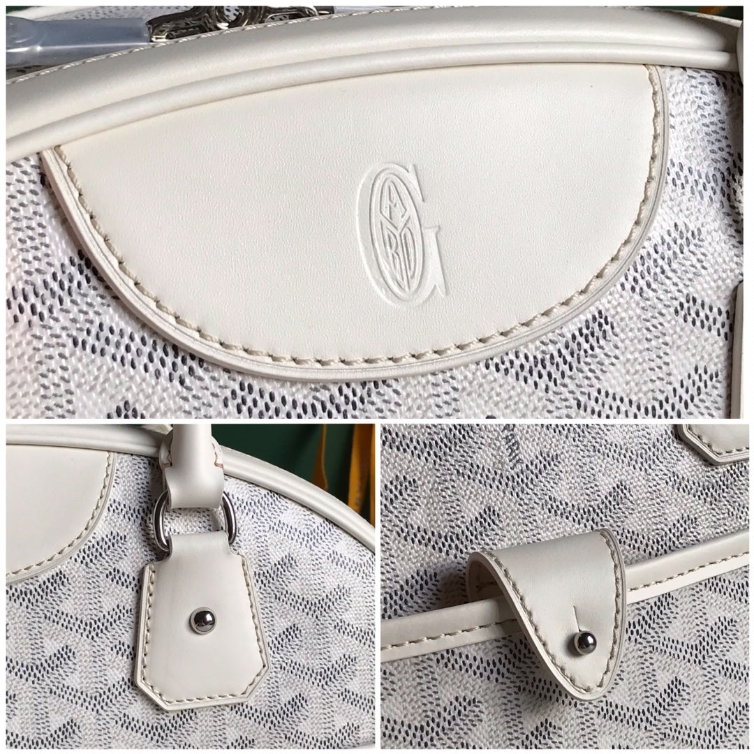 SAINT JEANNE BAG 35 IN WHITE GOYARDINE CANVAS AND CALFSKIN
