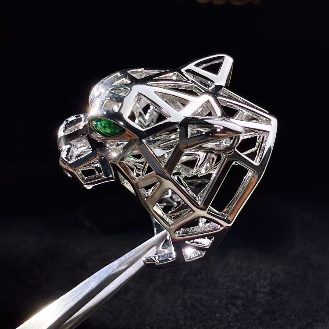 [AURORA]HOLLOW LEOPARD HEAD RING