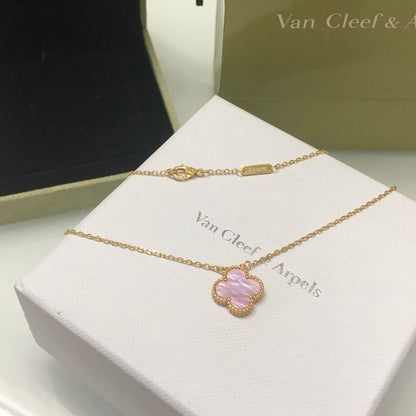 [basloveJW]CLOVER 15MM ROSA PERLMUTT-HALSKETTE