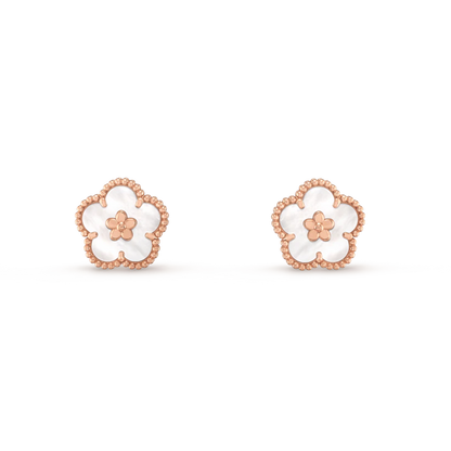 [AURORA]LUCKY PINK GOLD WHITE MOP EARRINGS