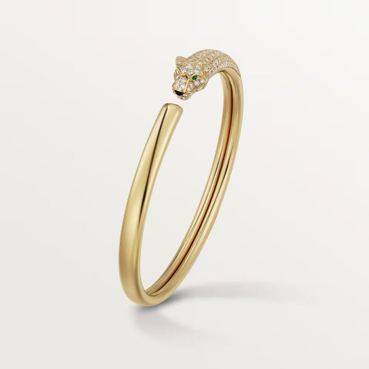 [AURORA]PANTHERE HALF DIAMOND OPEN BRACELET