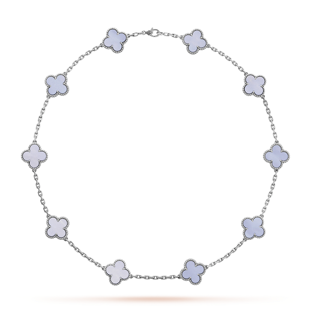 [AURORA]CLOVER 10 MOTIFS BLUE CHALCEDONY NECKLACE