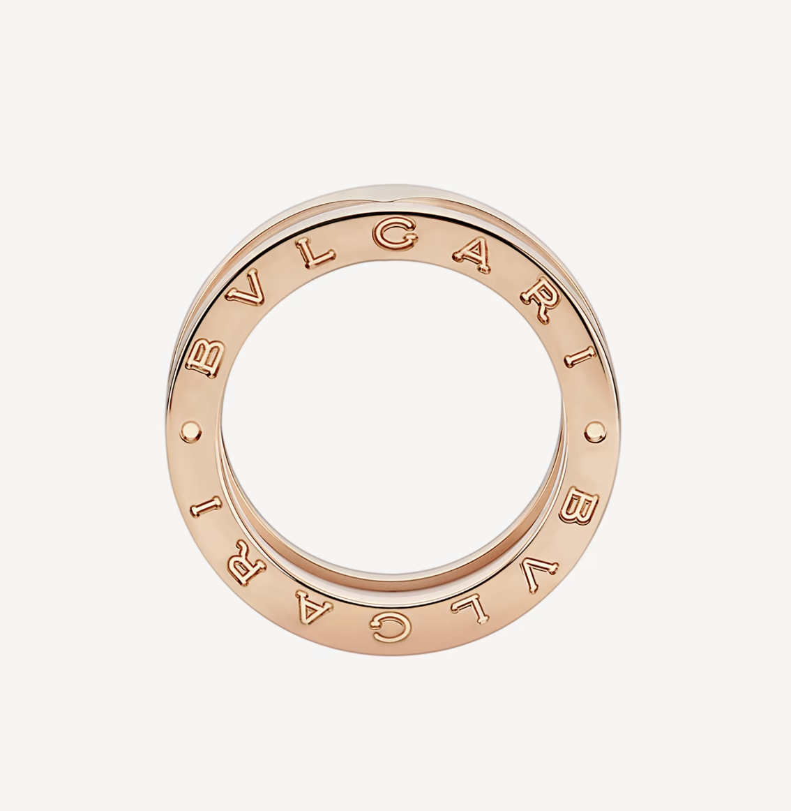 [AURORA]ZERO 1 RING AUS ROSA GOLD MIT ZWEI BÄNDERN UND WEISSER KERAMIKSPIRALE