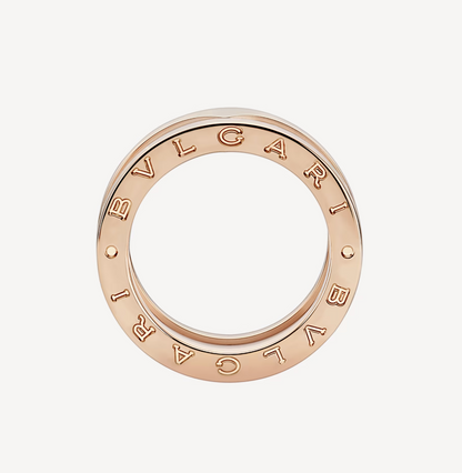 [AURORA]ZERO 1 RING AUS ROSA GOLD MIT ZWEI BÄNDERN UND WEISSER KERAMIKSPIRALE