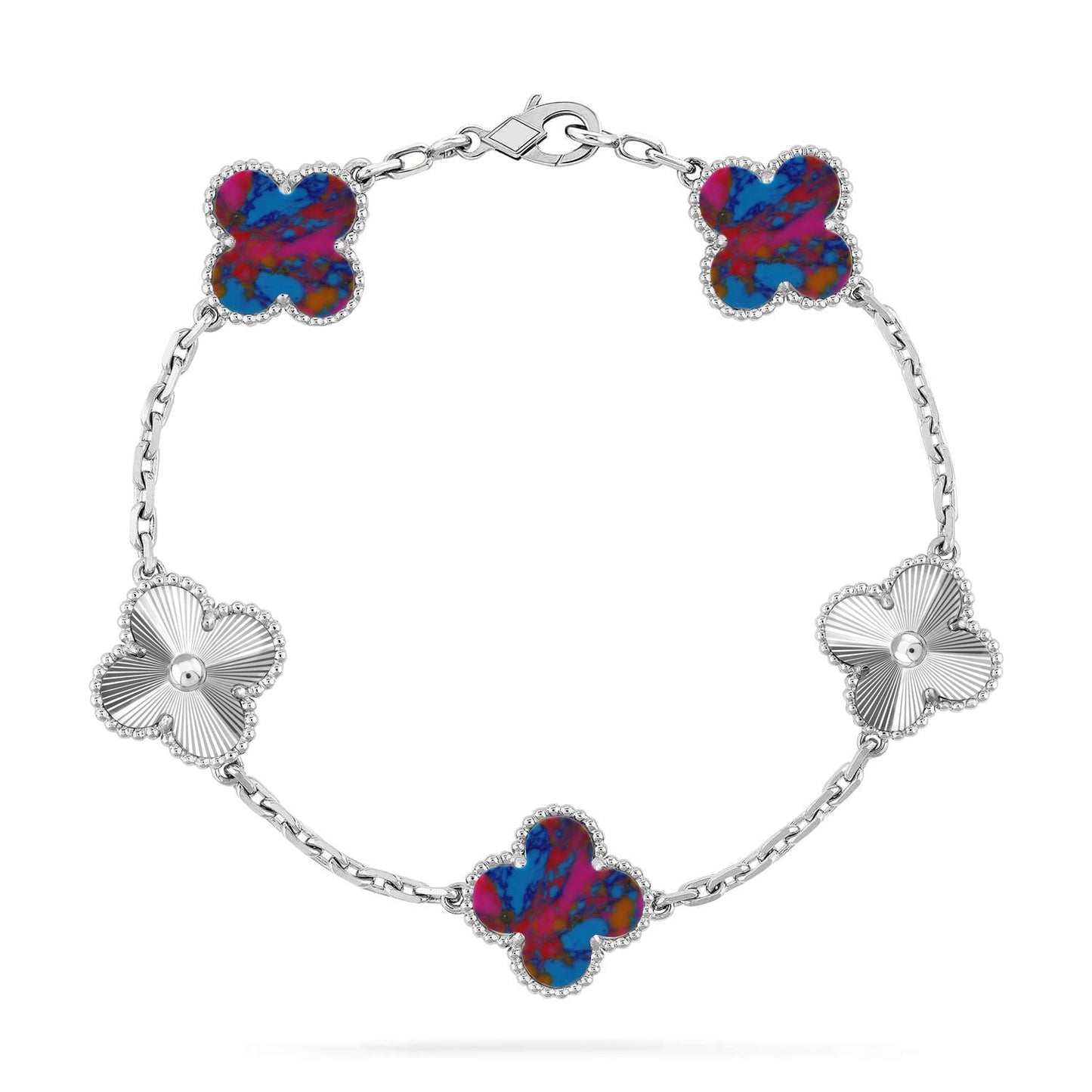 [AURORA]CLOVER 5 MOTIF COLOR GEMSTONES BRACELET COLLECTION