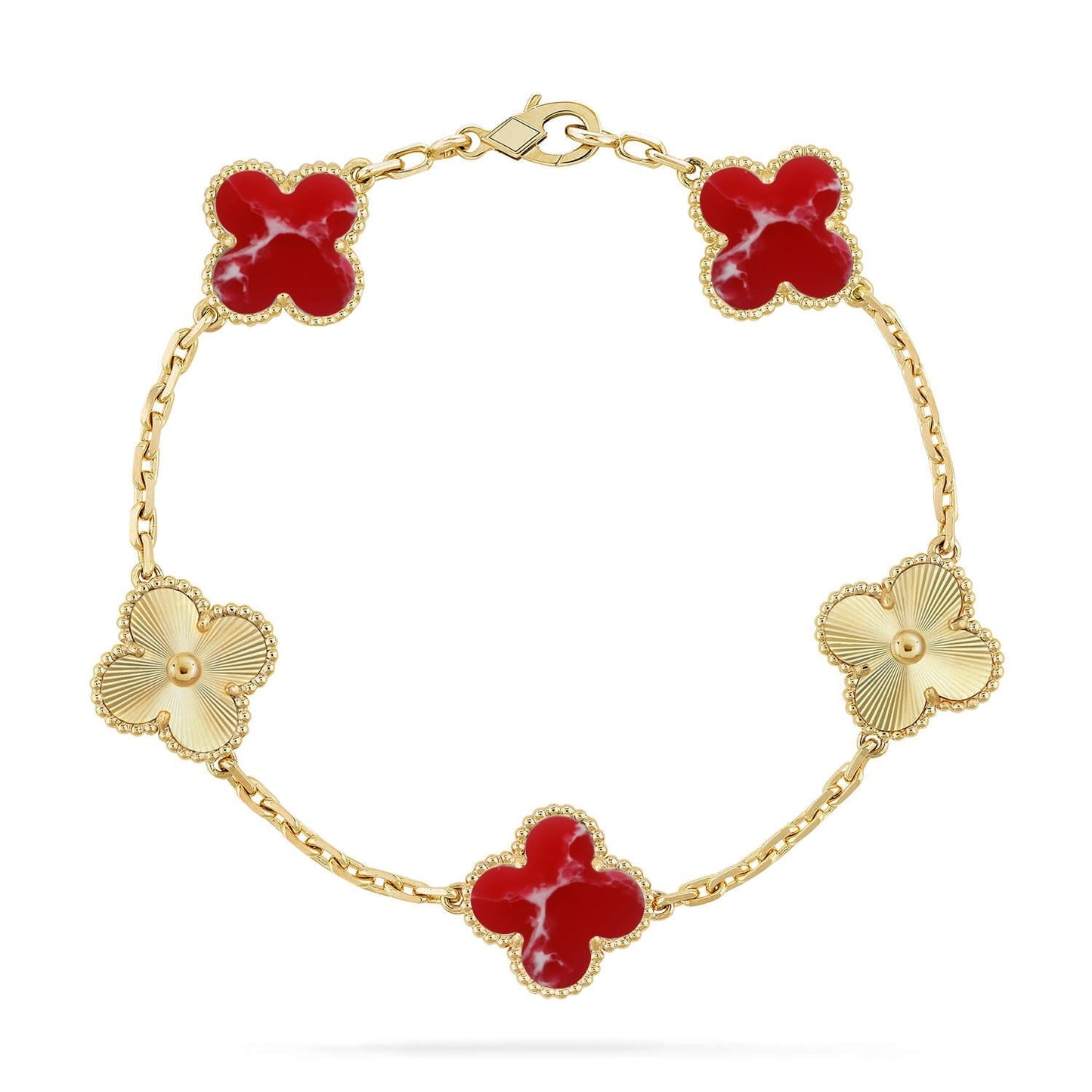 [AURORA]CLOVER 5 MOTIF RED PATTERN BRACELET COLLECTION