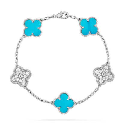 [AURORA] CLOVER 5 MOTIF TURQUOISE BRACELET COLLECTION