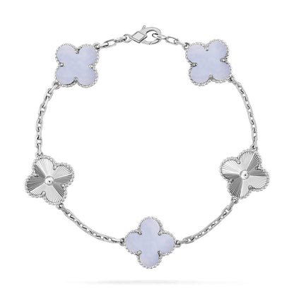 [AURORA] CLOVER 5 MOTIF PURPLE CHALCEDONY BRACELET COLLECTION