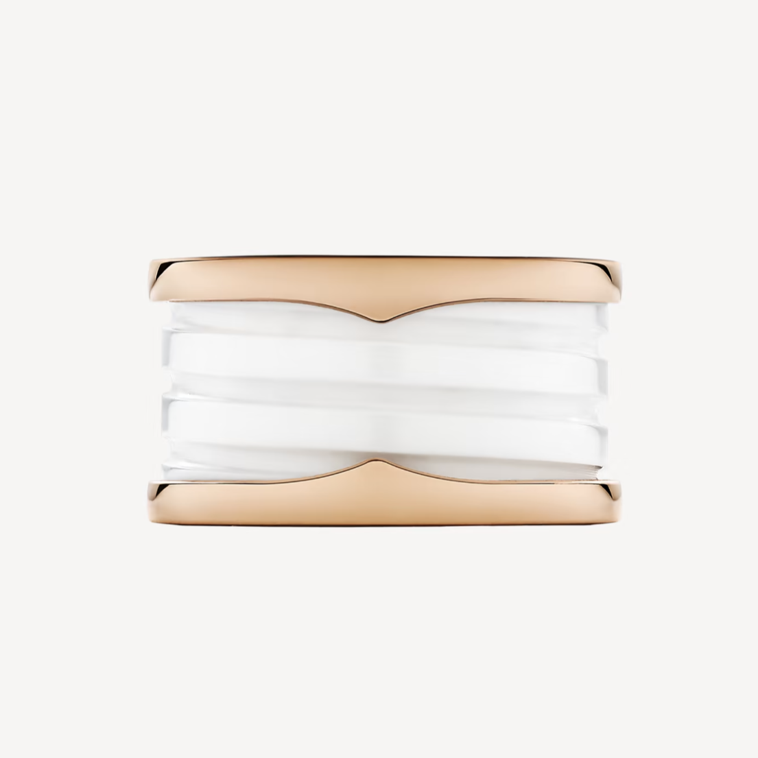 [AURORA]ZERO 1 FOUR-BAND LOOPS AND WHITE CERAMIC SPIRAL PINK GOLD RING
