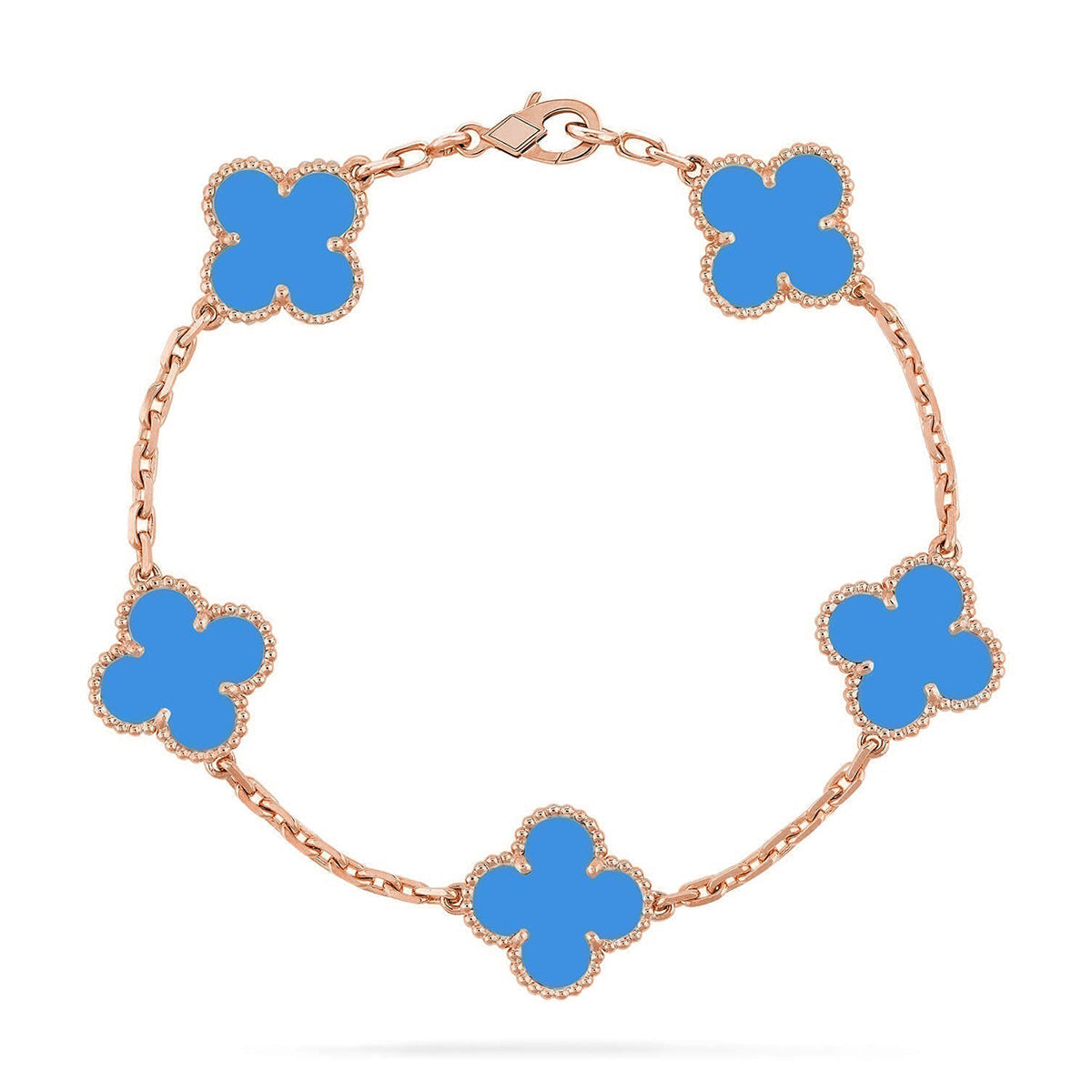 [AURORA] CLOVER 5 MOTIF BLUE AGATE BRACELET COLLECTION