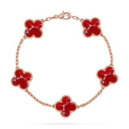 [AURORA]CLOVER 5 MOTIF RED PATTERN BRACELET COLLECTION