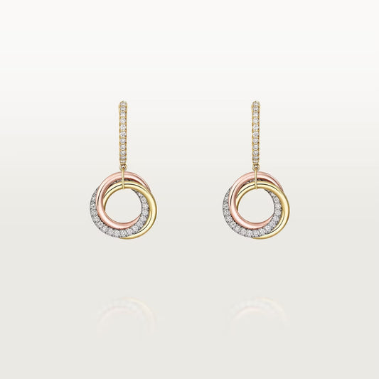 [AURORA]TRINITY HALF DIAMOND  EARRINGS