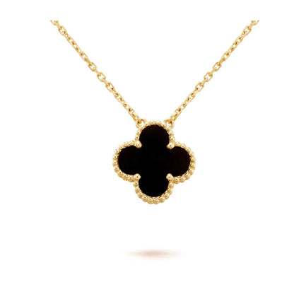 [basloveJW]CLOVER 15MM SCHWARZER ONYX EINZELNE BLUMENKETTE