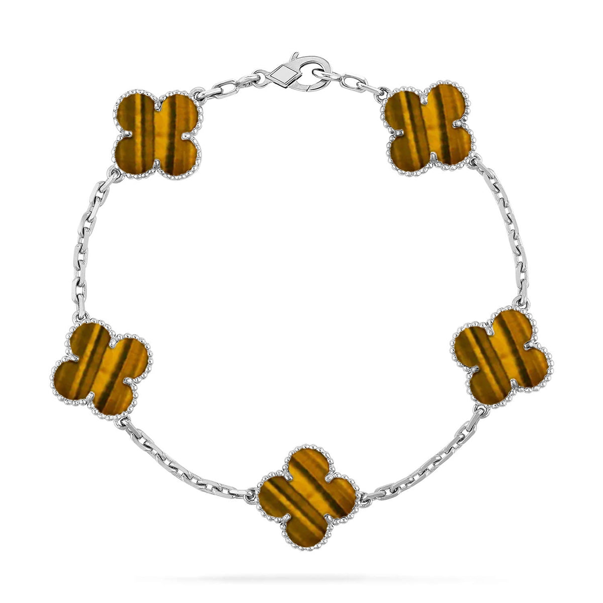 [AURORA]CLOVER 5 MOTIFS TIGER EYE BRACELET COLLECTION