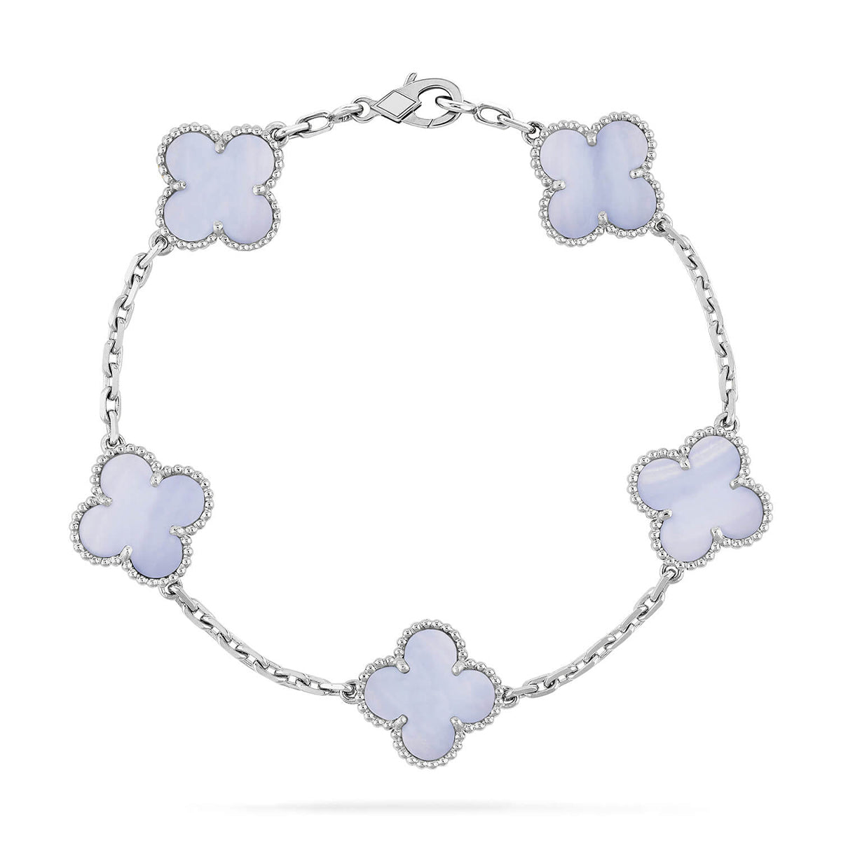 [AURORA] CLOVER 5 MOTIF PURPLE CHALCEDONY BRACELET COLLECTION
