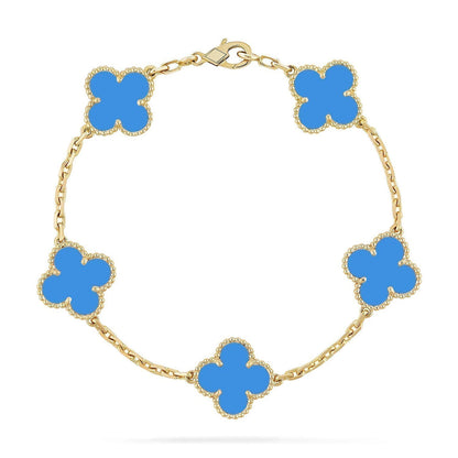 [AURORA] CLOVER 5 MOTIF BLUE AGATE BRACELET COLLECTION