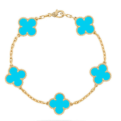[AURORA] CLOVER 5 MOTIF TURQUOISE BRACELET COLLECTION