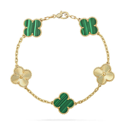 [AURORA]CLOVER 5 MOTIF MALACHITE BRACELET COLLECTION