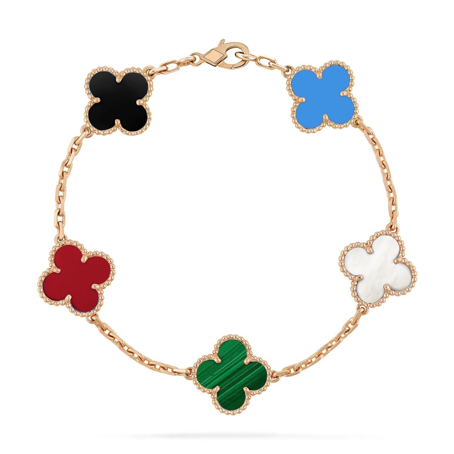[AURORA]CLOVER 5 MOTIFS MULTICOLOR BRACELET
