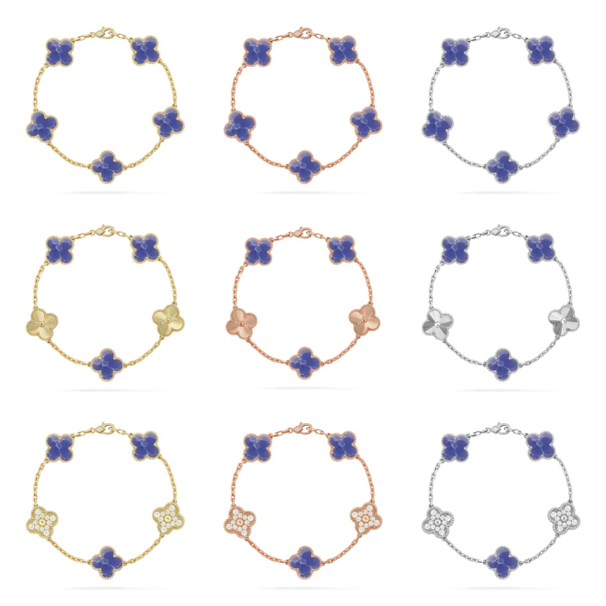 [AURORA]CLOVER 5 MOTIF BLUE VEINS BRACELET COLLECTION