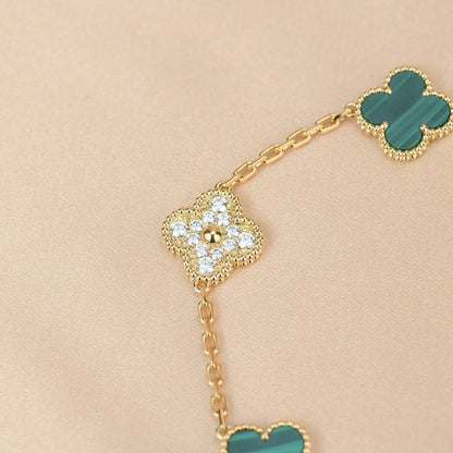 [AURORA]CLOVER 5 MOTIF MALACHITE BRACELET COLLECTION