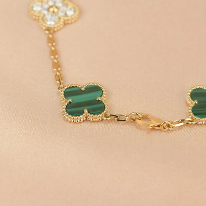 [AURORA]CLOVER 5 MOTIF MALACHITE BRACELET COLLECTION