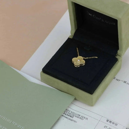 [basloveJW]CLOVER 15MM DIAMANT GOLD PERLMUTT HALSKETTE