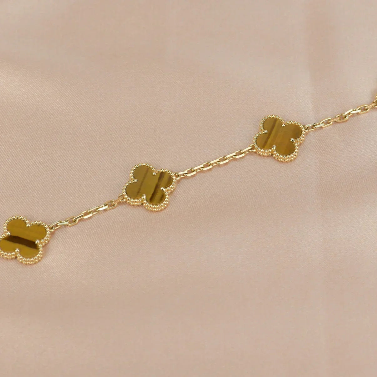 [AURORA]CLOVER 5 MOTIFS TIGER EYE BRACELET COLLECTION