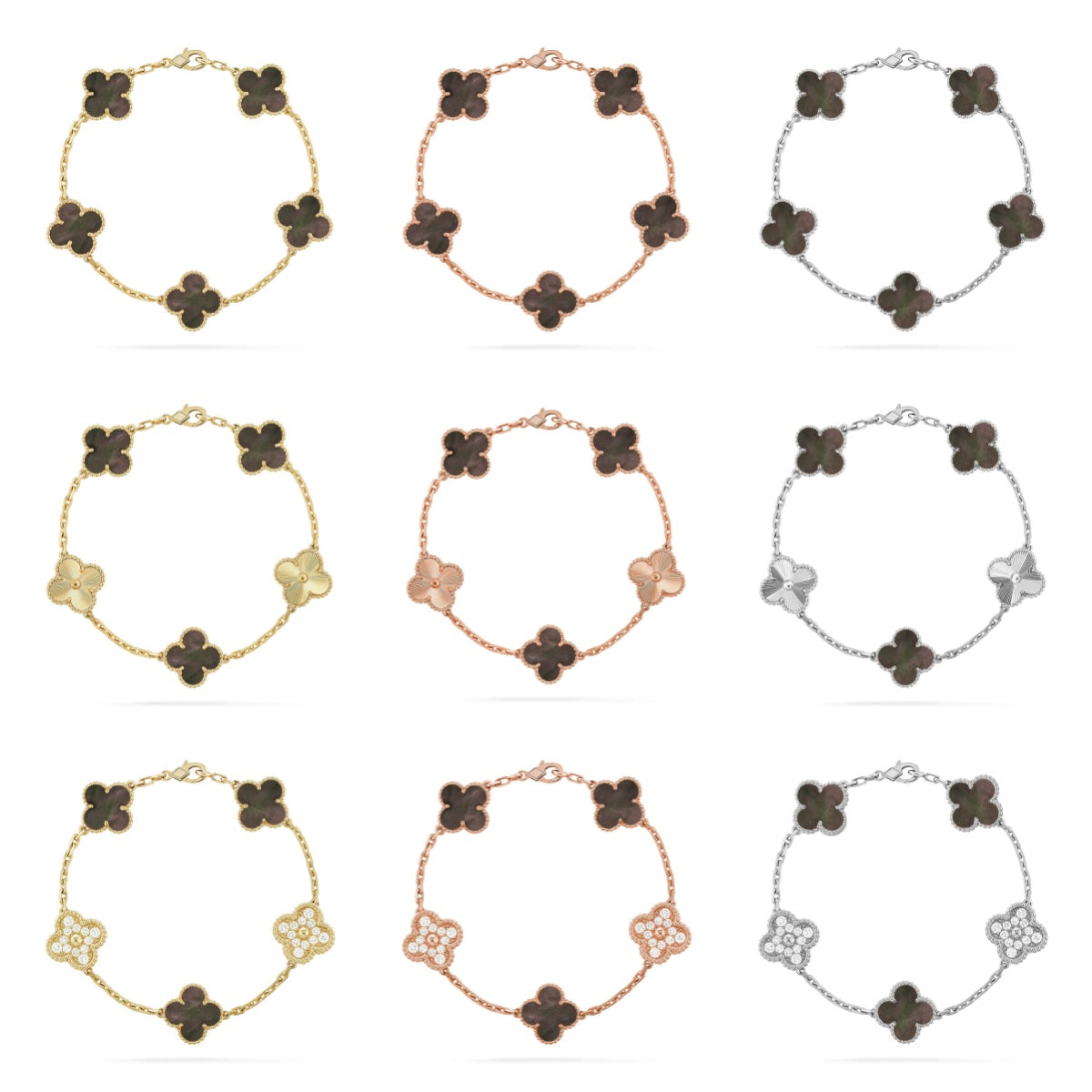 [AURORA]CLOVER 5 MOTIF GRAY MOP BRACELET COLLECTION