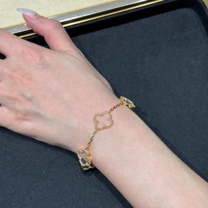 [AURORA]CLOVER 5 MOTIF ROCK CRYSTAL BRACELET