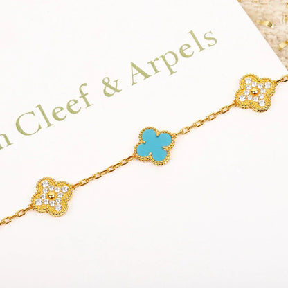 [AURORA] CLOVER 5 MOTIF TURQUOISE BRACELET COLLECTION