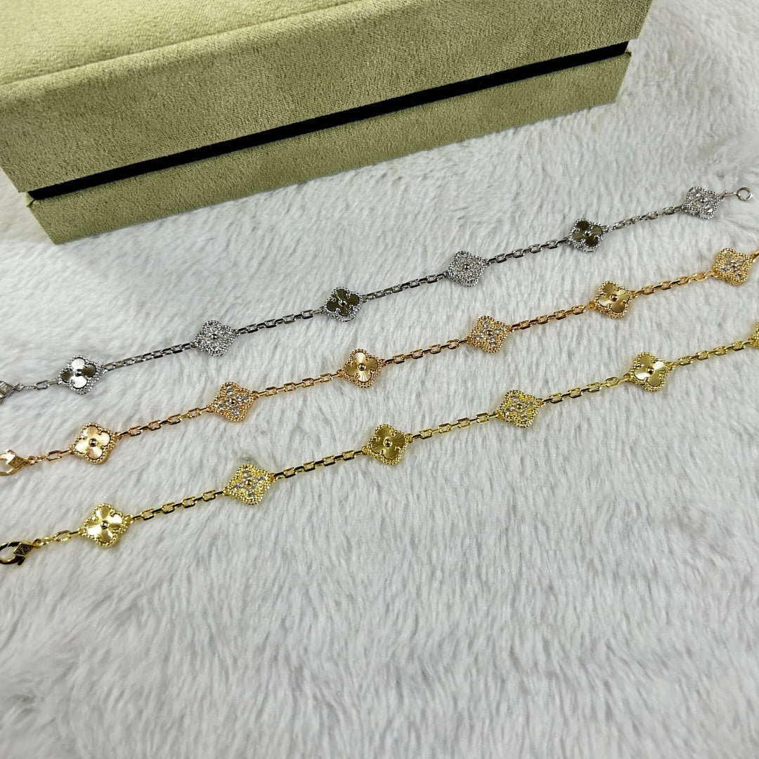 [AURORA]CLOVER 6 MOTIF DIAMOND LASER BRACELET