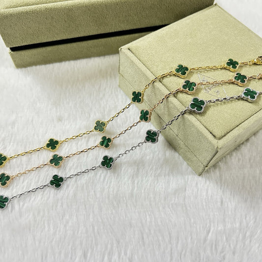 [AURORA]CLOVER 6 MOTIF MALACHITE BRACELET