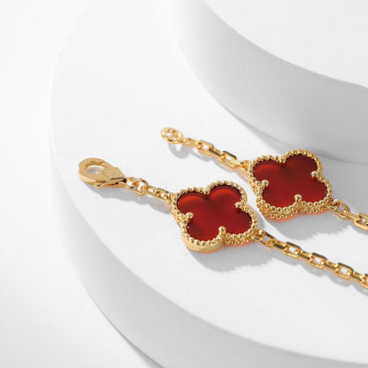 [AURORA]CLOVER 10 MOTIFS CARNELIAN NECKLACE