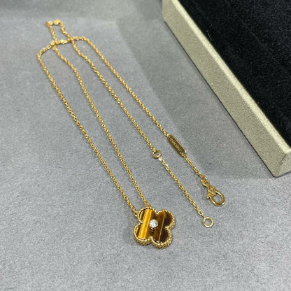[BasloveJW]CLOVER 15MM DIAMANT UND GELB TIGERAUGE ACHAT halskette