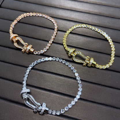 [AURORA]FORCE GROSSES HUFEISEN-TENNISARMBAND MIT VOLLEN DIAMANTEN 