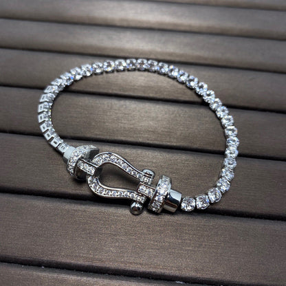 [AURORA]FORCE GROSSES HUFEISEN-TENNISARMBAND MIT VOLLEN DIAMANTEN 