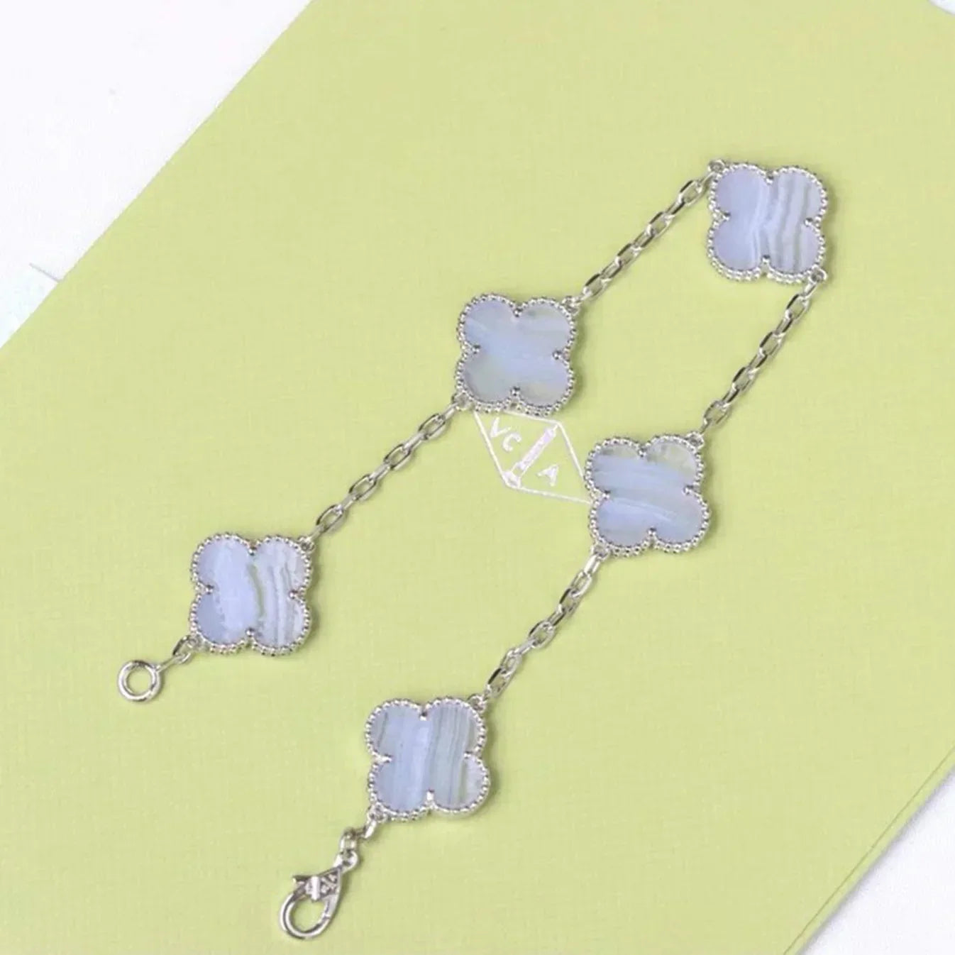 [AURORA] CLOVER 5 MOTIF PURPLE CHALCEDONY BRACELET COLLECTION