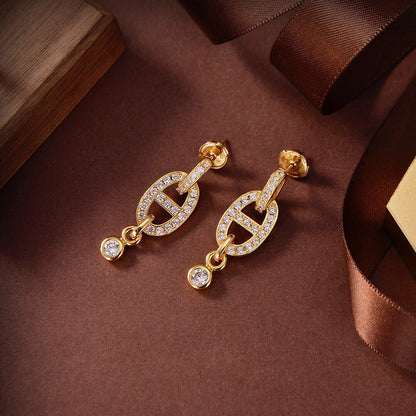 [AURORA]HM CHAINE DIAMOND EARRINGS