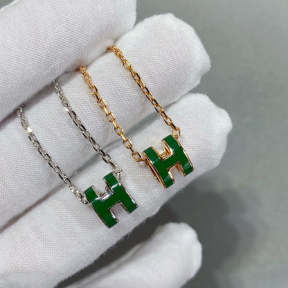 [AURORA]POP H GRÜNE HALSKETTE SILBER UND GOLD