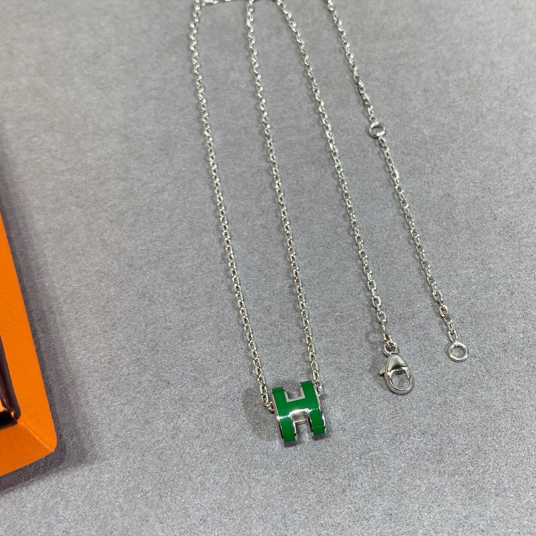 [AURORA]POP H GRÜNE HALSKETTE SILBER UND GOLD